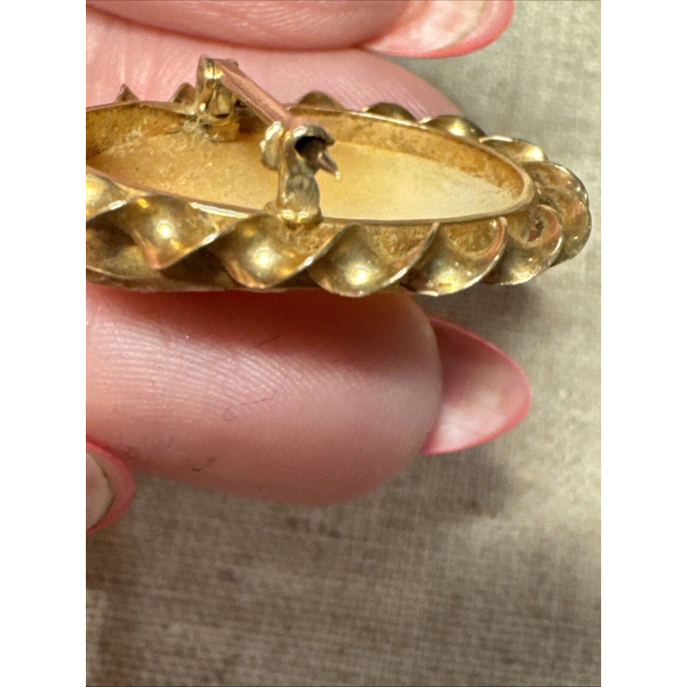 Vintage 10k Yellow Gold CARVED SHELL CAMEO Pendant Pin - Picture 3 of 4